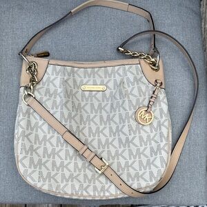 Michael Kors Signature MK Crossbody Shoulder Bag – Beige/Tan – Pre-Owned